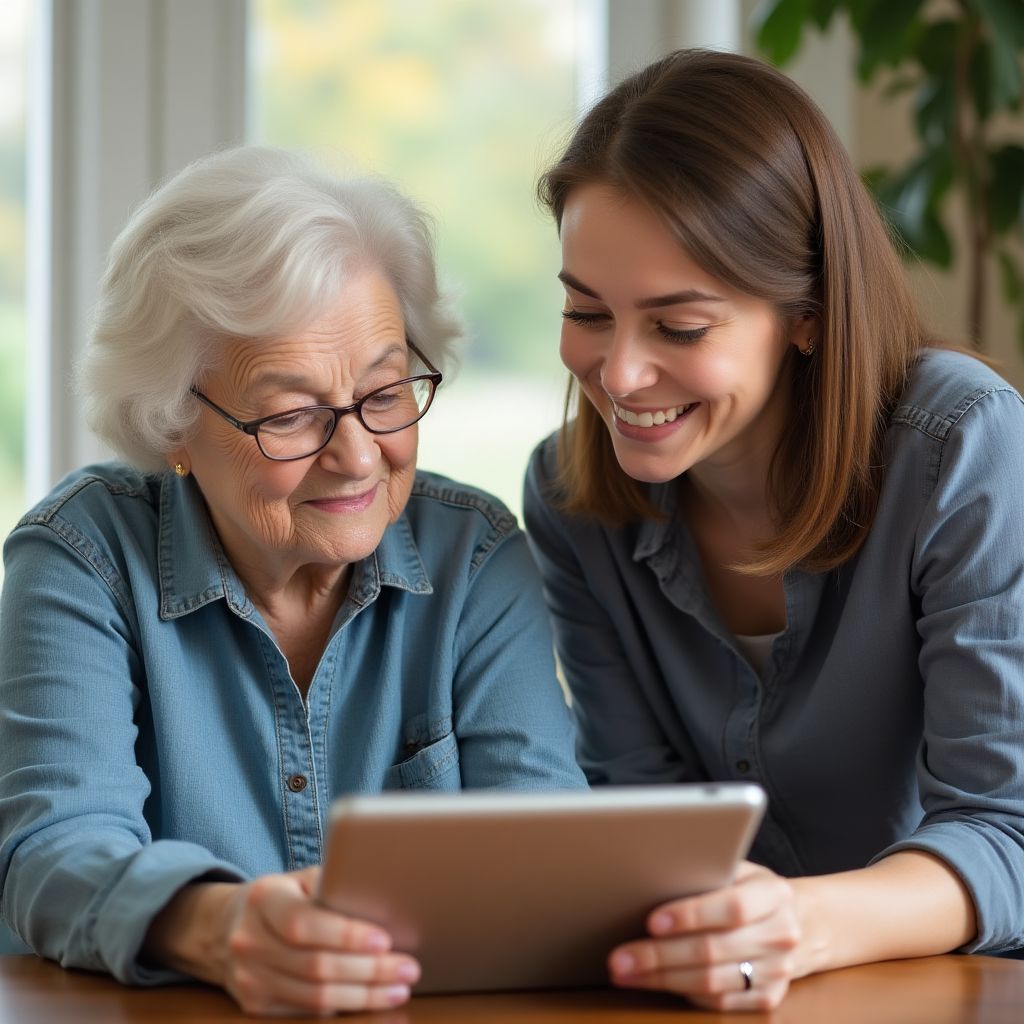 One-on-one instruction session with elderly participant